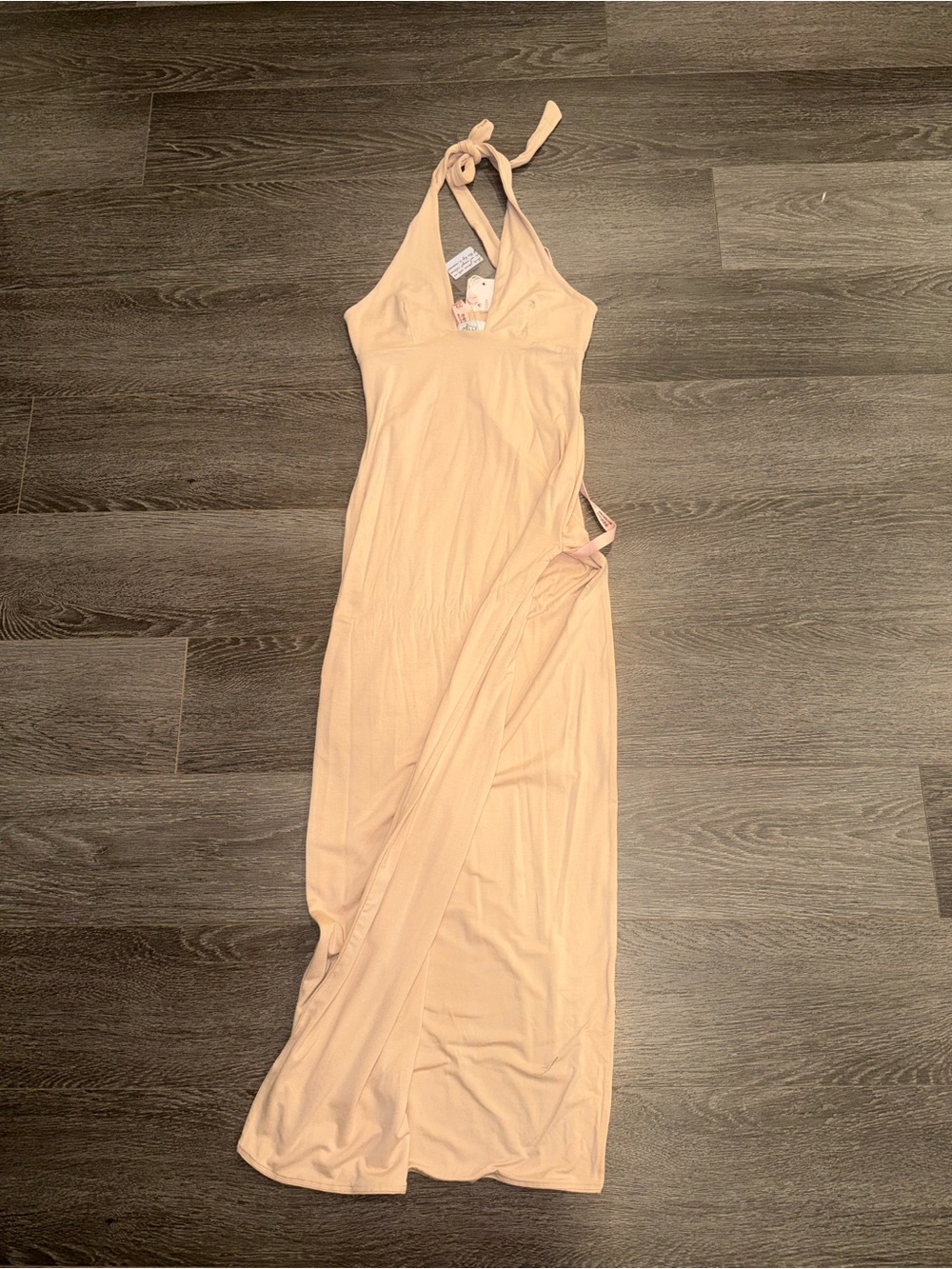 Sleeveless Halter Maxi Dress in Blush Pink